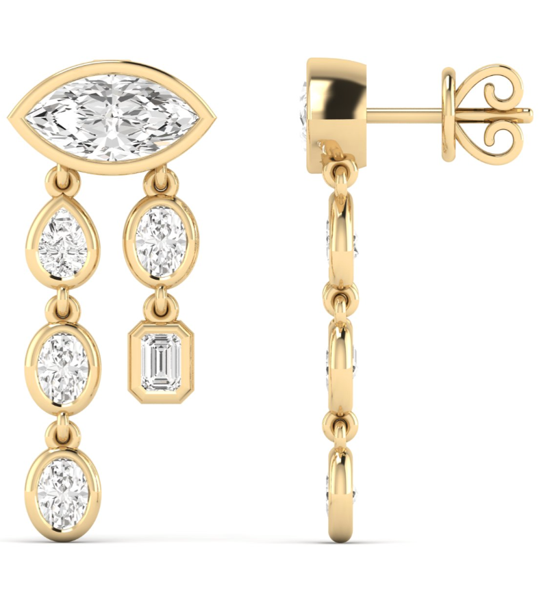 Mixed Shape Diamond Drop Earrings