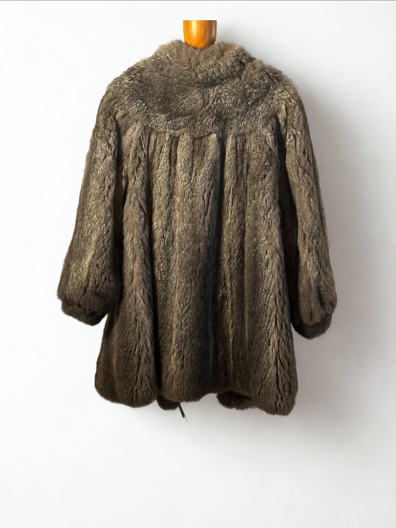 Gray Rabbit Fur Coat