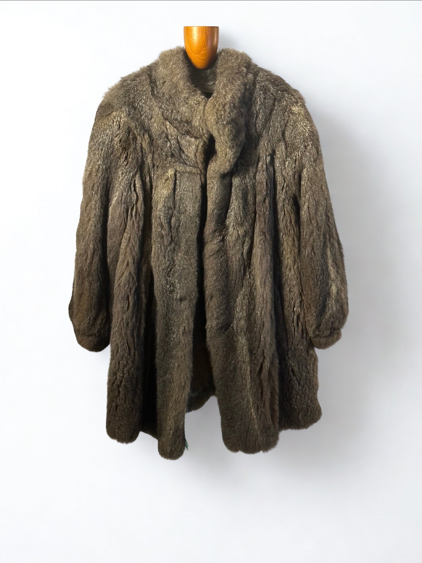 Gray Rabbit Fur Coat
