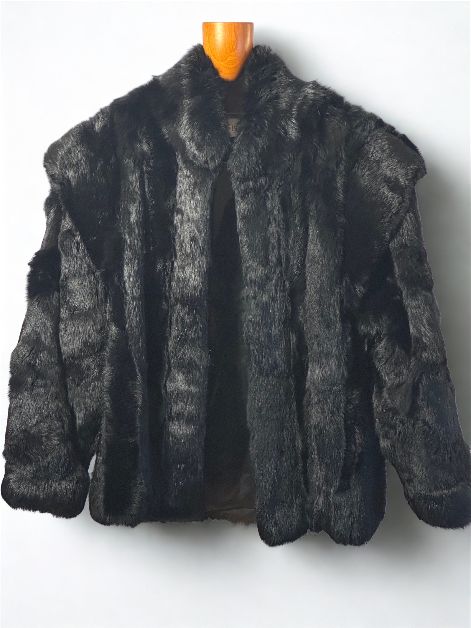 Black Rabbit Fur Coat