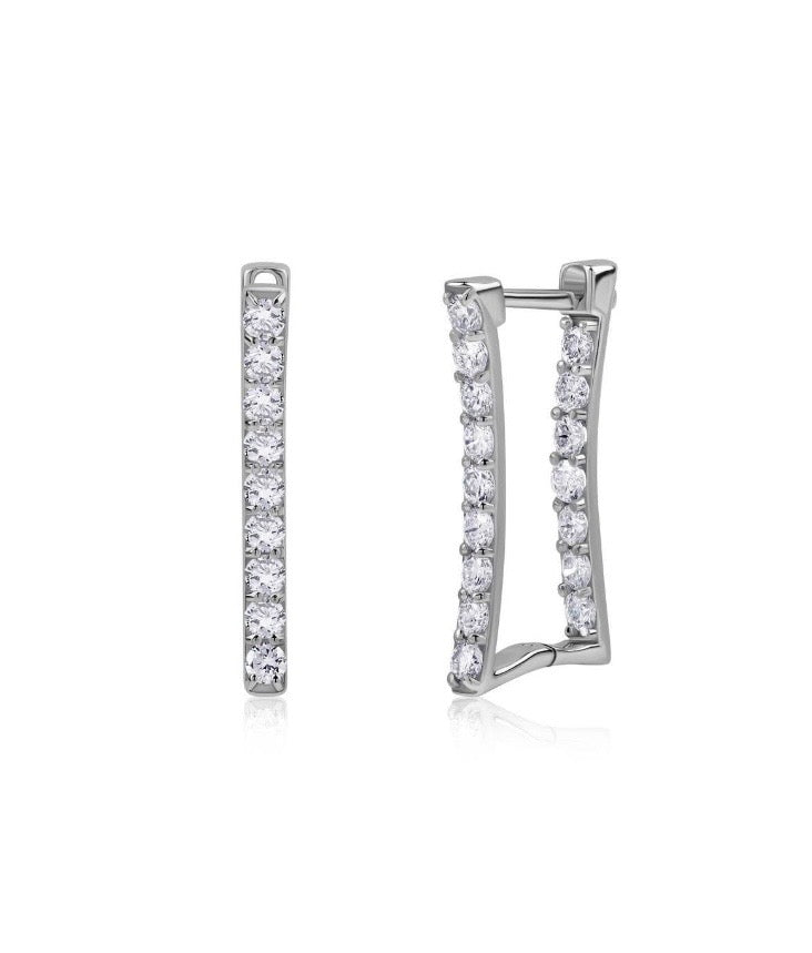 PETITE RECTANGLE IN/OUT DIAMOND HOOPS
