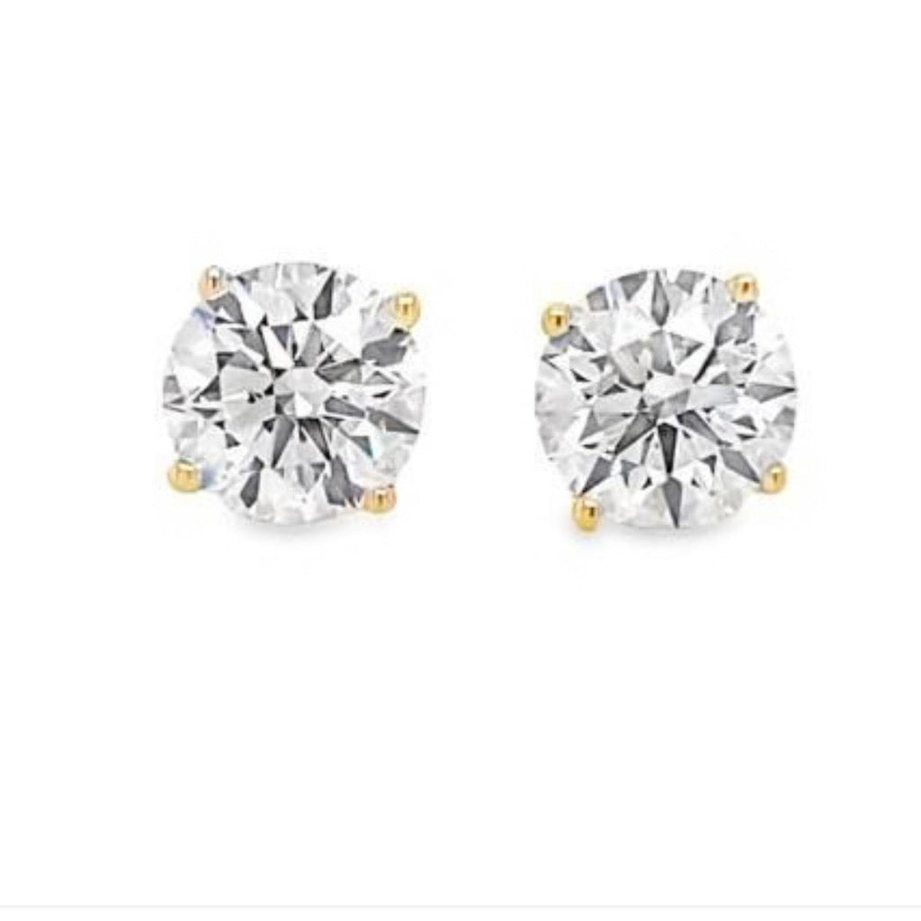 14K YG RBC DIAMOND STUD EARRINGS