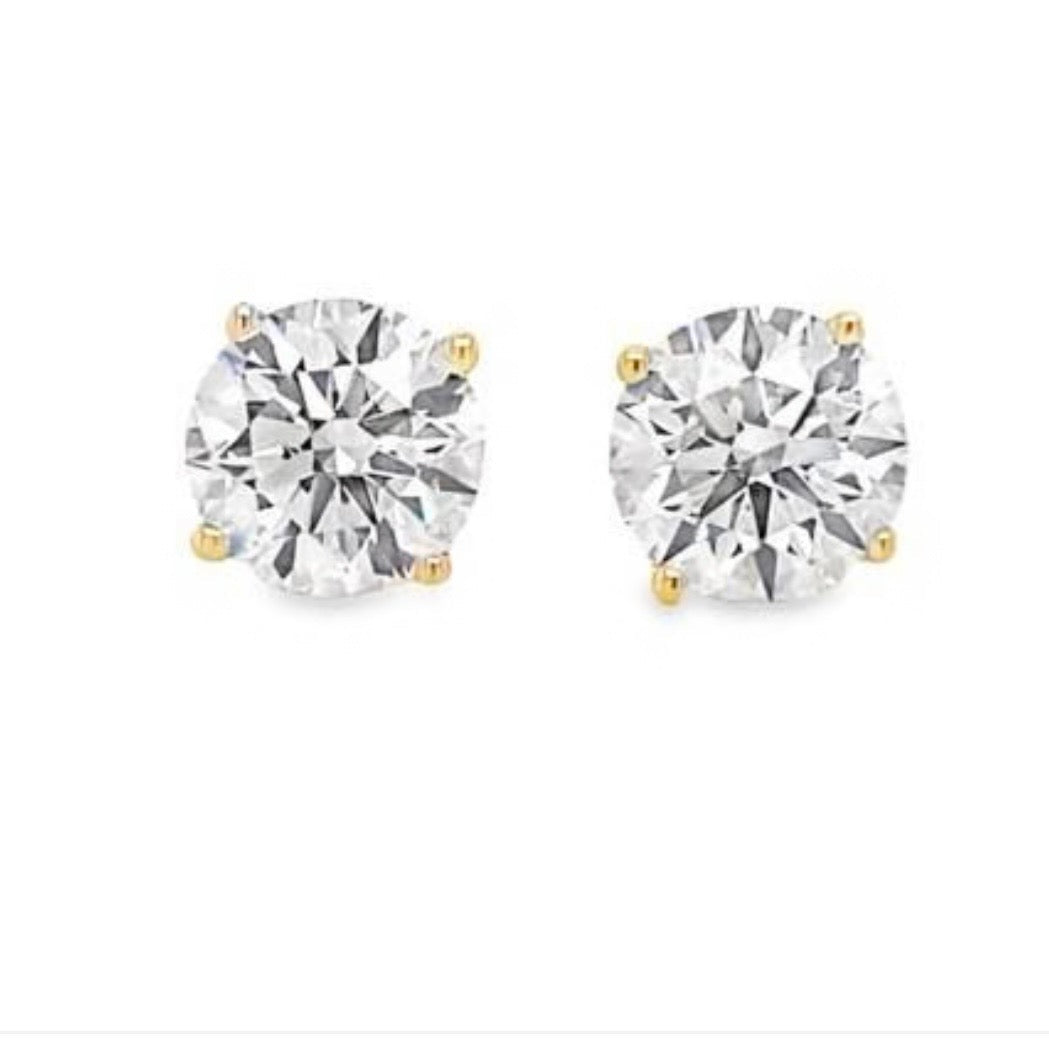 14K YG RBC DIAMOND STUD EARRINGS