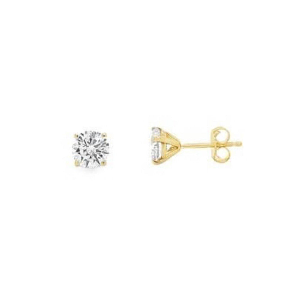 14K YG RBC DIAMOND STUD EARRINGS
