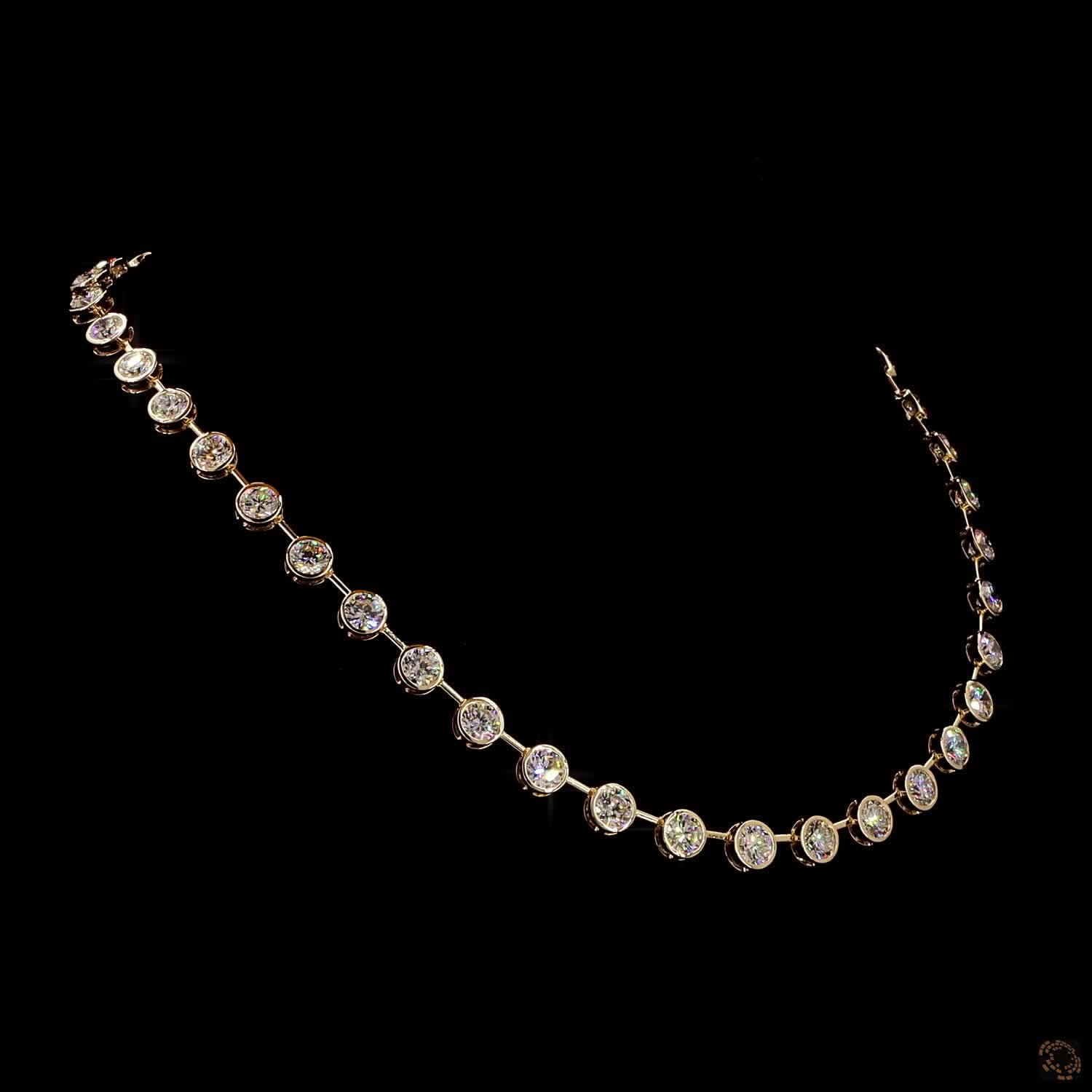 BEZEL SET DIAMOND TENNIS NECKLACE