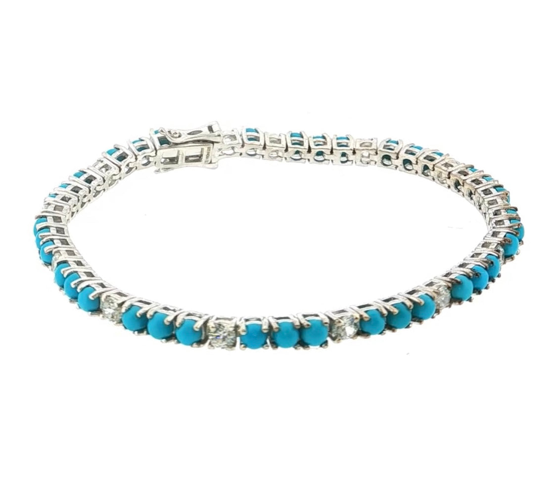 TURQUOISE & ZIRCON TENNIS BRACELET