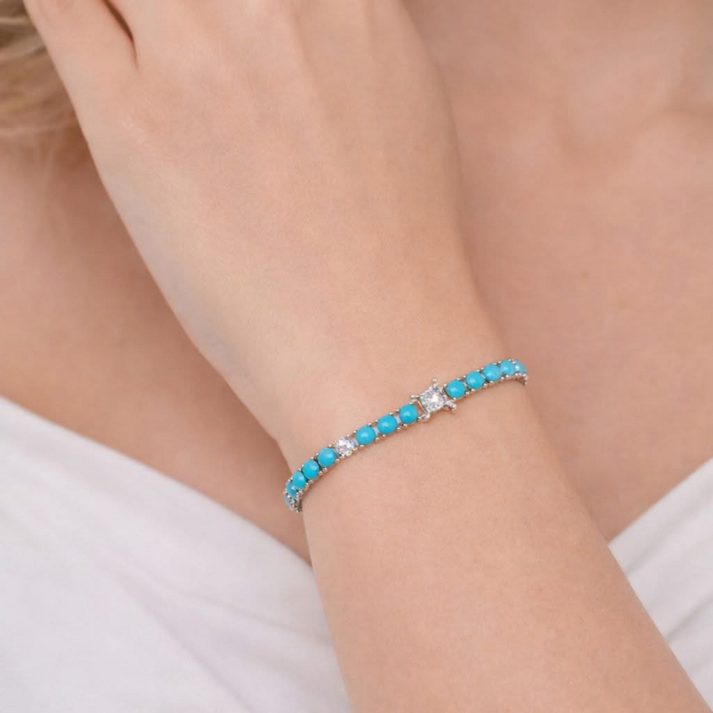 TURQUOISE & ZIRCON TENNIS BRACELET