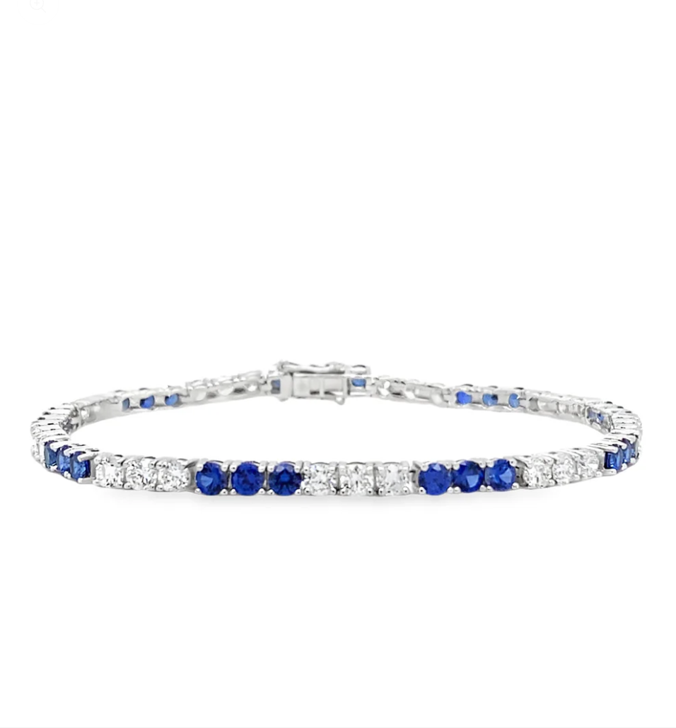 SS ESSENTIAL LG SAPPHIRE & DIAMOND TENNIS BRACELET