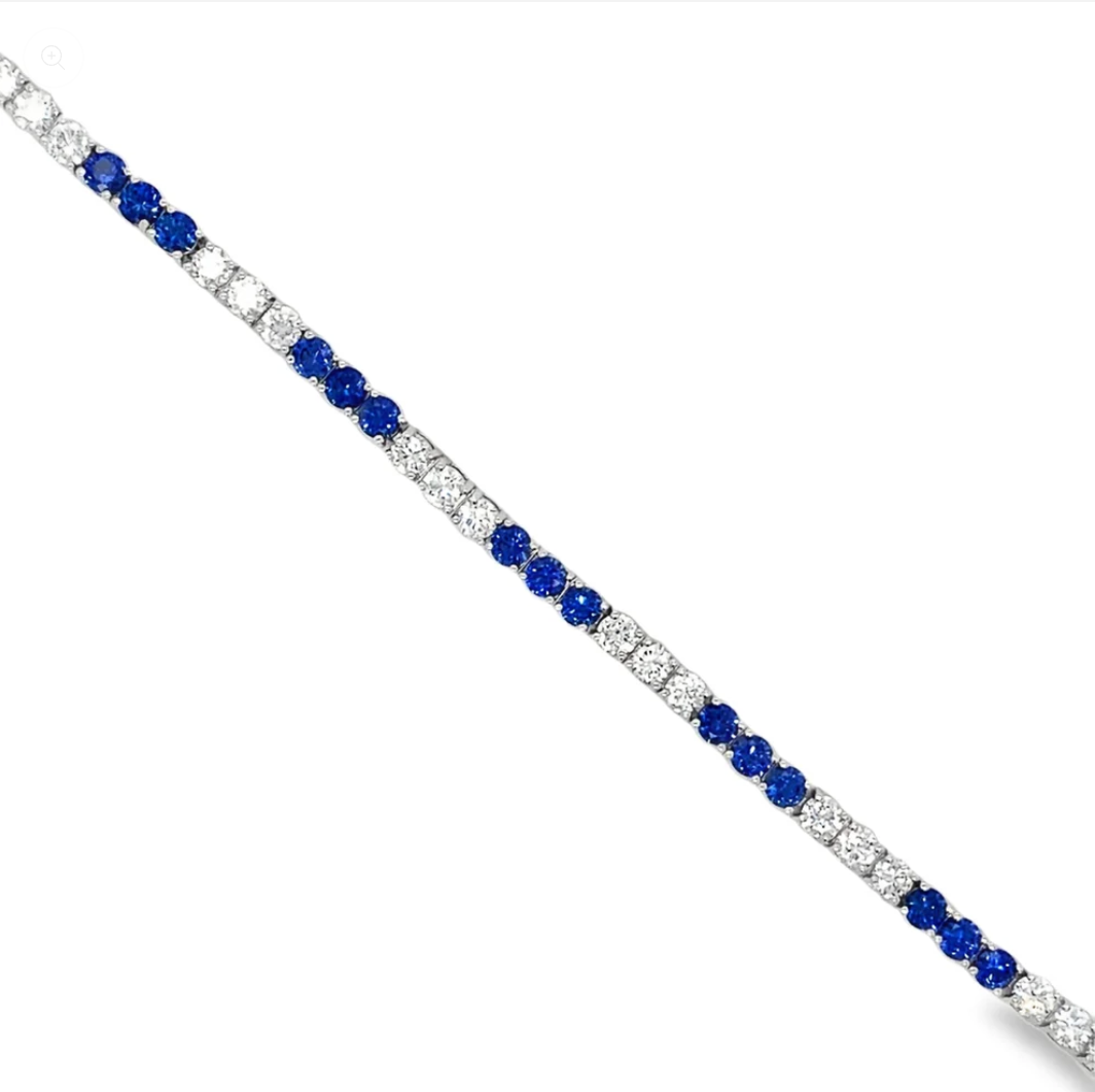 SS ESSENTIAL LG SAPPHIRE & DIAMOND TENNIS BRACELET