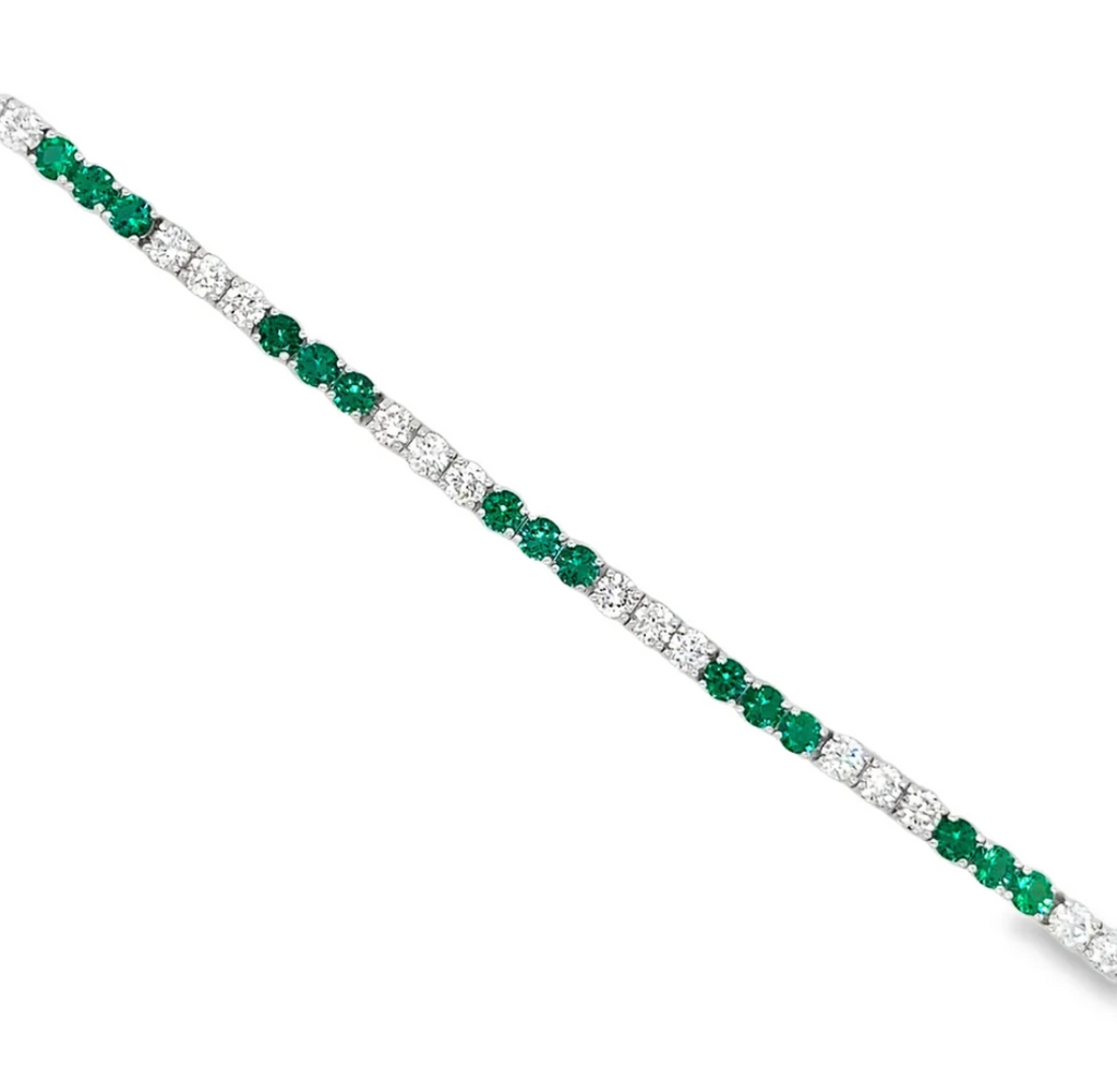 SS ESSENTIAL LG EMERALD AND DIAMOND TENNIS BRACELET
