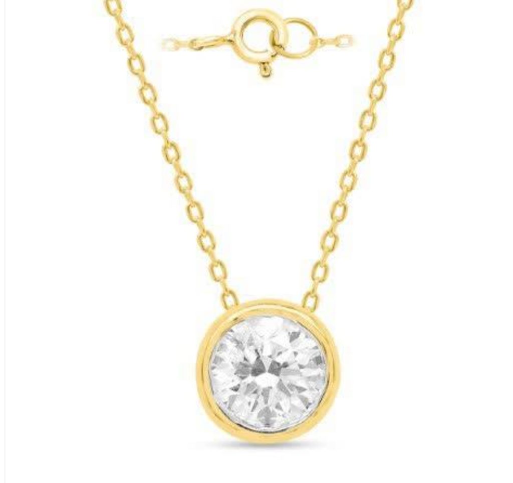 14K YG ESSENTIALS ROUND BRILLIANT PENDANT