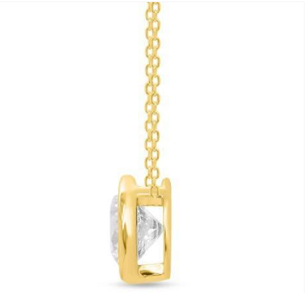 14K YG ESSENTIALS ROUND BRILLIANT PENDANT