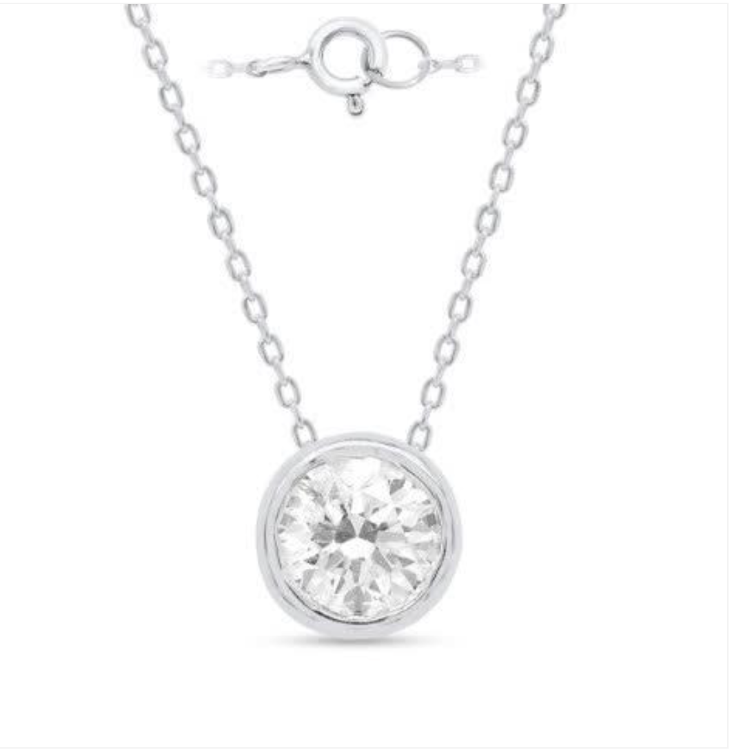 14K WG ESSENTIALS ROUND BRILLIANT PENDANT