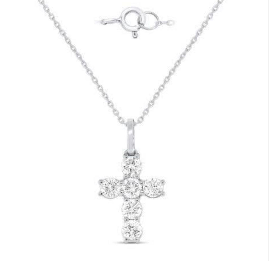 14K WG ESSENTIAL 0.50 CTW CROSS PENDANT
