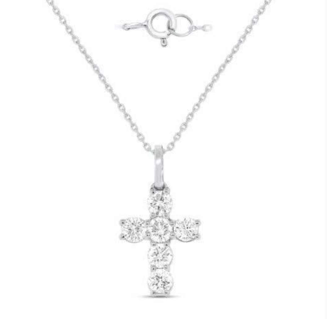 14K WG ESSENTIAL 0.50 CTW CROSS PENDANT