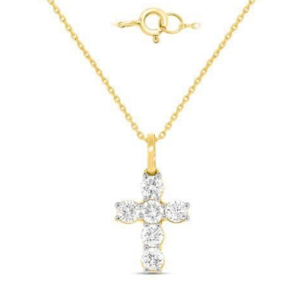 14K YG ESSENTIAL 0.50 CTW CROSS PENDANT