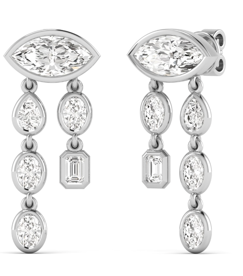 Mixed Shape Diamond Drop Earrings
