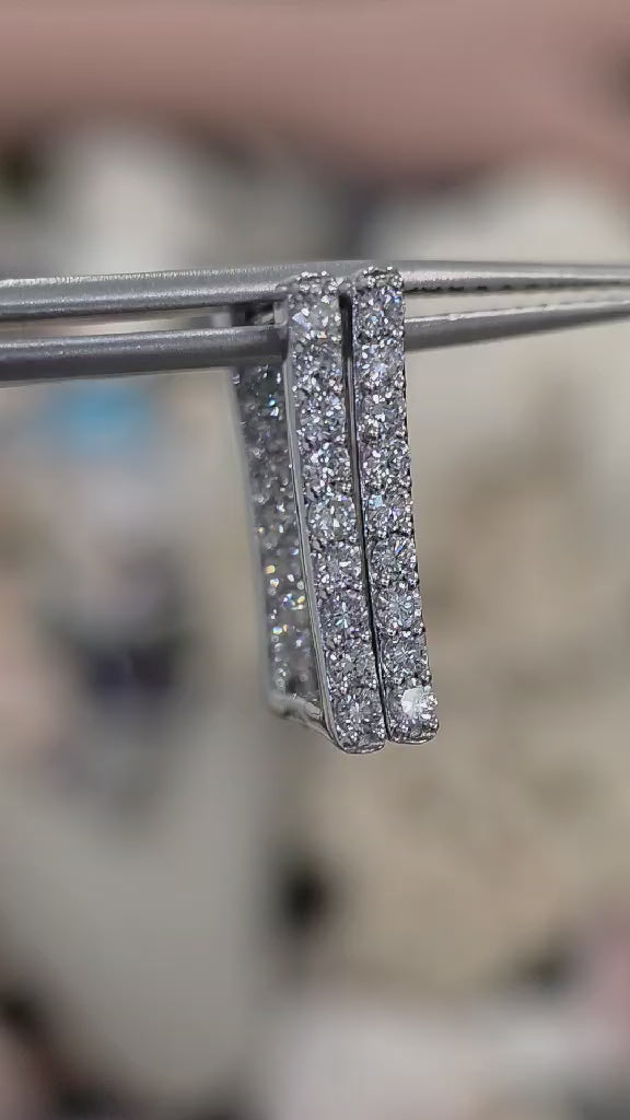 PETITE RECTANGLE IN/OUT DIAMOND HOOPS
