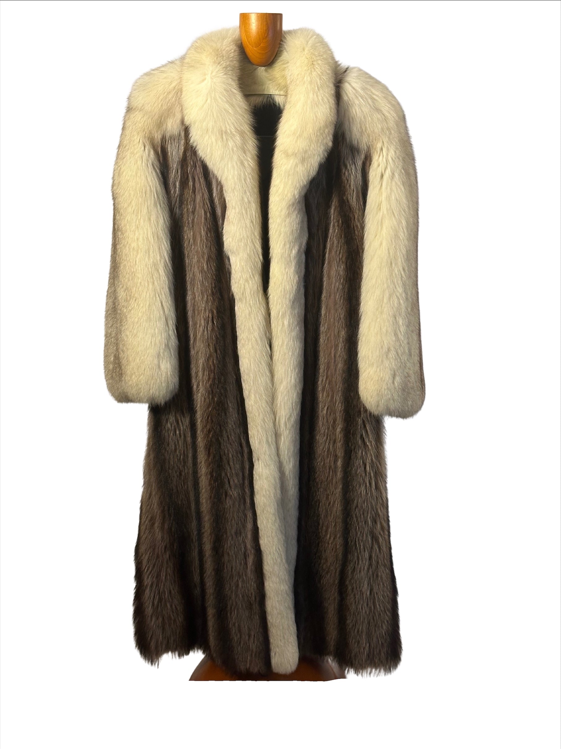 Tri-Color Fox Trim Full Length Coat
