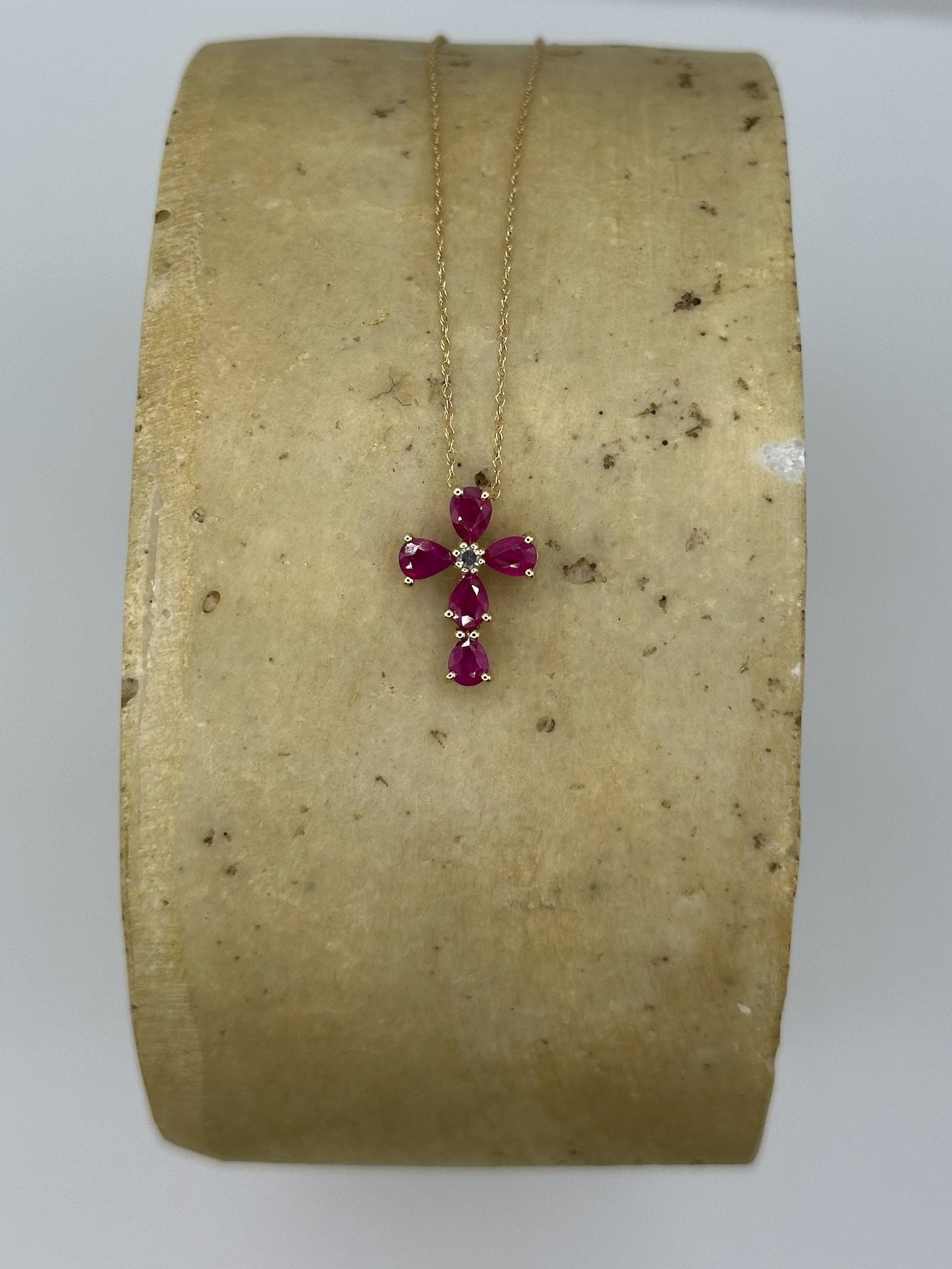 Pear Shaped Ruby Cross Chain