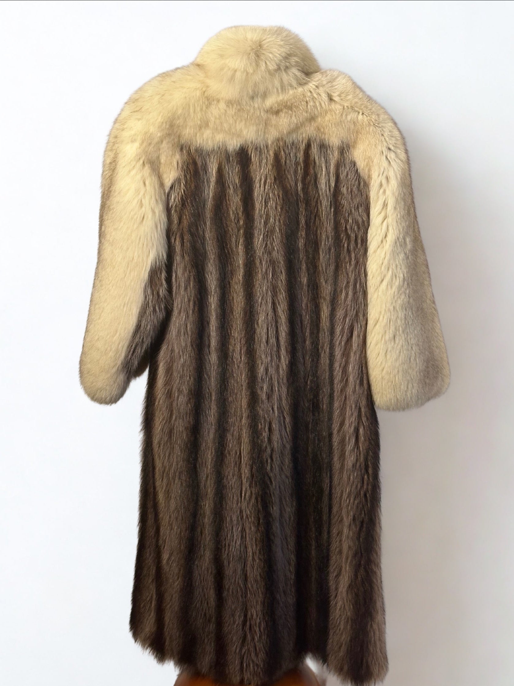 Tri-Color Fox Trim Full Length Coat