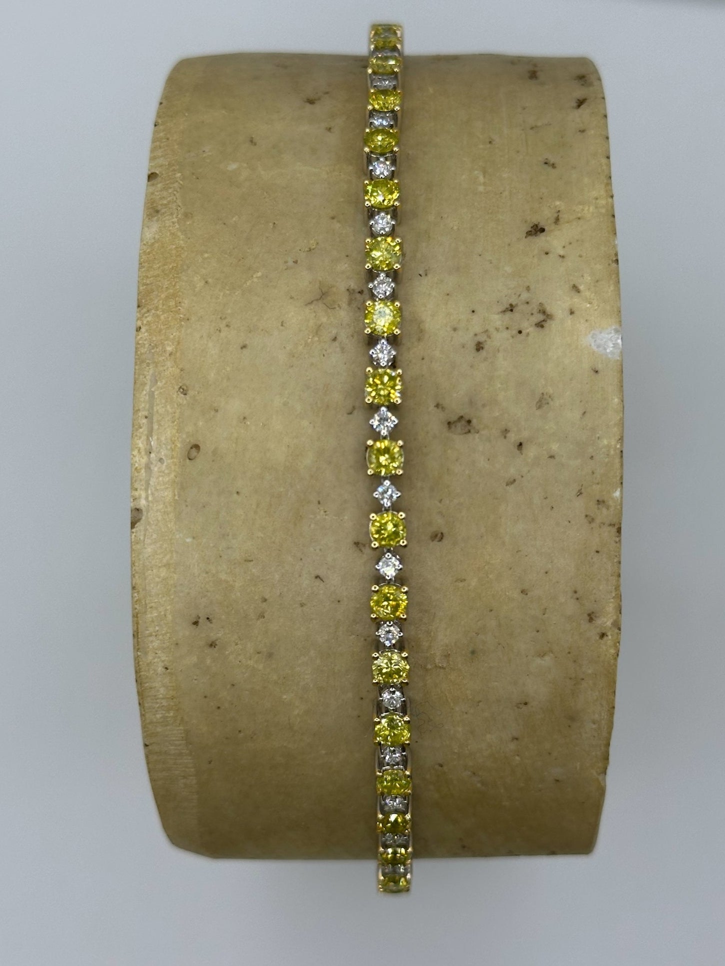 Yellow and White Diamond Tennis Bracelet