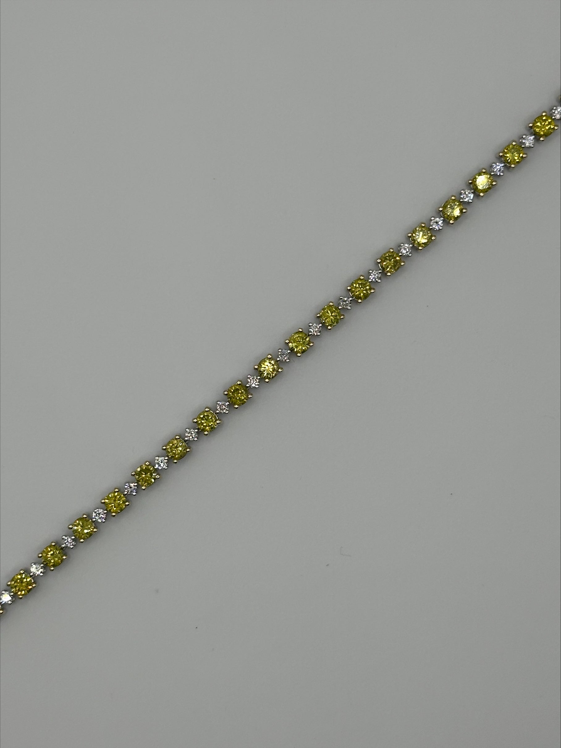 Yellow and White Diamond Tennis Bracelet